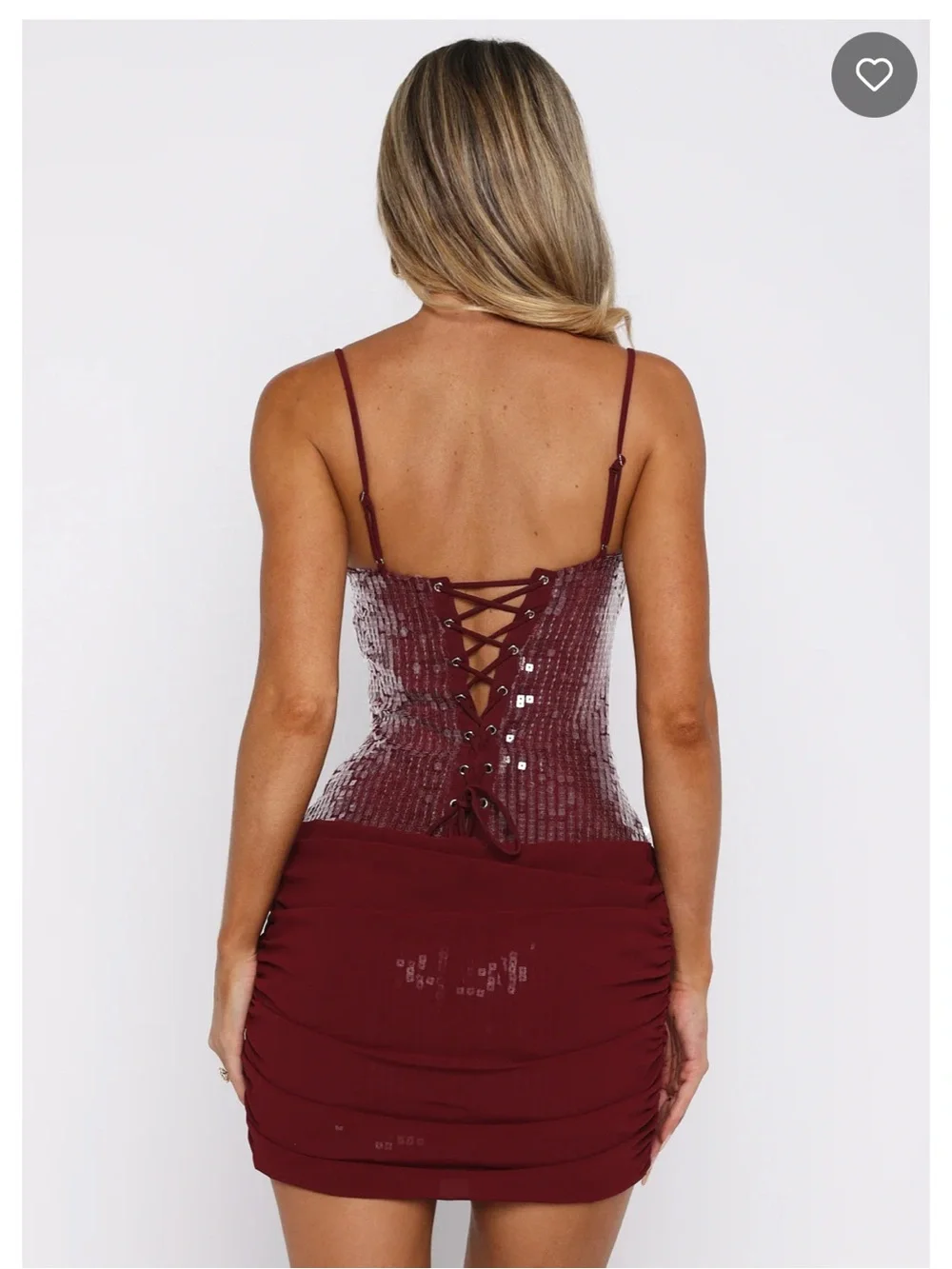 White Fox Burgundy Sequin Mini Dress - Picture 2 of 5